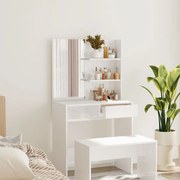 vidaXL Toucador com espelho 74,5x40x141 cm branco brilhante