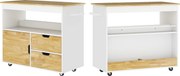 HOMCOM Carrinho de cozinha, ilha de cozinha móvel, trolley de cozinha com compartimentos, armário e bancada, branco | Aosom Portugal