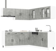 11 peças armário de cozinha conjunto Kalmar concreto cinza