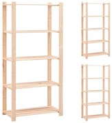 vidaXL 3 unidades arrumação 5 prateleiras 80x38x170cm pinho 250 kg