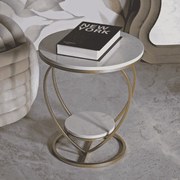 MESA DE APOIO CORAÇ CM Ø 40X45,5 DOURADO E BRANCO