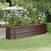 vidaXL Canteiro elevado jardim 296x80x68cm aço revestido a pó castanho