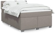 vidaXL Cama com molas/colchão 140x190 cm tecido castanho-acinzentado