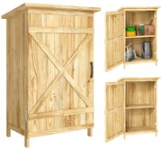 Outsunny Armário de Jardim em Madeira 63,5x40x90 cm Armário de Exterior para Armazenamento de Ferramentas com 2 Prateleiras Madeira | Aosom Portugal