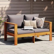 vidaXL Sofá de 2 lugares para jardim com almofadões acácia maciça