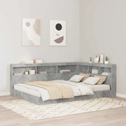 vidaXL Cama estante com prateleira com cabeceira 2 pcs Cinzento cimento 140 x 200 cm