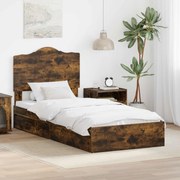 vidaXL Cama com Armazenamento Carvalho Defumado 100 x 200 cm