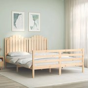 vidaXL Estrutura de cama com cabeceira 160x200 cm madeira maciça