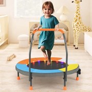 Mini trampolim de 90 cm para crianças com luzes dobrável para interior e exterior com barra de espuma e cobertura de segurança Multicolorido