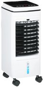 HOMCOM Climatizador 3 em 1 Portátil 75W com 3 Velocidades Temporizador até 8H Depósito de 4 L Oscilação de 60º 24x28,5x60,5 cm Branco