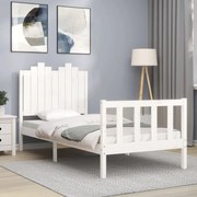 Estrutura de cama com cabeceira 90x190 cm madeira maciça branco