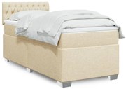 vidaXL Cama com molas/colchão 100x200 cm tecido cor creme