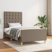 Estrutura cama cabeceira 100x200 cm tecido castanho-acinzentado