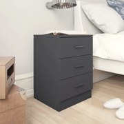 vidaXL Mesa de cabeceira 38x35x56 cm contraplacado cinzento brilhante
