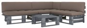 4 pcs conj. lounge paletes c/ almofadões pinho impregnado cinza