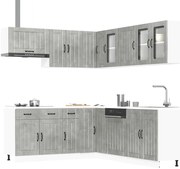 vidaXL 11 peças armário de cozinha conjunto Lucca concreto cinza