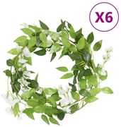 vidaXL Grinaldas de flores de Natal 6 pcs 200 cm branco