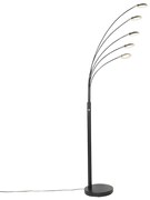 Candeeiro de pé Design preto com 5 luzes LED reguláveis - Sixties Trento Design
