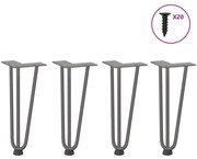 vidaXL Pernas de grampo para mesa de centro 4 peças Aço natural 30 cm Aço maciço