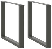 vidaXL Pés para mesa de jantar em formato de U, 2 peças, antracite, 80x(72-73) cm, aço