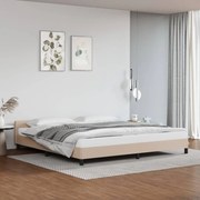 Estrutura cama cabeceira 200x200 cm couro artificial cappuccino