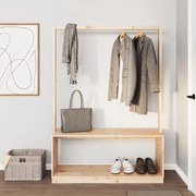 vidaXL Suporte de roupas com sapateira 113x40x157,5 cm pinho maciço