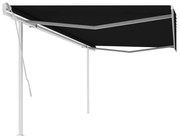 vidaXL Toldo retrátil manual com postes 5x3 m antracite