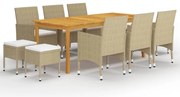 vidaXL 11 pcs conjunto de jantar para jardim bege