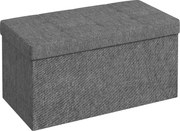 HOMCOM Baú de Armazenamento para Dormitório 84L Puff de Armazenamento Dobrável Estofado em Linho Sintético 76x38x38 cm Cinza Escuro | Aosom Portugal