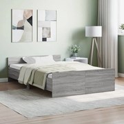 vidaXL Estrutura de cama c/ painéis de cabeceira e pés cinzento sonoma