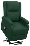 vidaXL Poltrona elevatória de massagens tecido verde-escuro