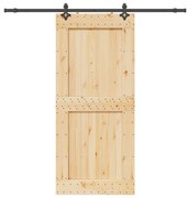 vidaXL Porta de correr c/ ferragens 100x210 cm madeira de pinho maciça