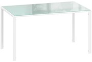 HOMCOM Mesa de Refeição de Vidro Mesa Retangular para 6 Pessoas com Pés de Metal 140x80x75 cm Branco | Aosom Portugal