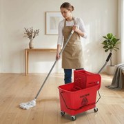 Balde de Limpeza com Escorredor Painel Separador e Rodas Capacidade de 20 L para Limpezas Domésticas 45x26,5x70 cm Vermelho