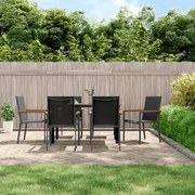 vidaXL 7 pcs conjunto de jantar para jardim textilene e aço preto