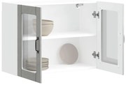 vidaXL Armário de parede de cozinha porta vidro Lucca cinza cimento