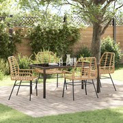 Conjunto de Jantar de Jardim 5 Peças Castanho Polyrattan