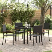 vidaXL Conjunto de Jantar para Jardim 5 pcs Preto vime PE