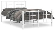 vidaXL Estrutura de cama com cabeceira e pés 120x190 cm metal branco