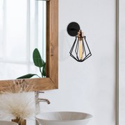 Aplique de Parede Oylat – Preto e Bronze – Diâmetro 18 cm, Altura 30 c