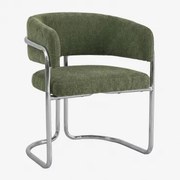Cadeira De Jantar Com Braços Estofada E Em Ferro Zantria Chenille Verde Sálvia - Sklum
