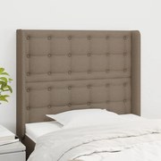 vidaXL Cabeceira cama c/ abas tecido 83x16x118/128cm cinza-acastanhado