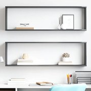 vidaXL Estantes de parede cúbicas 2pcs contr. 100x15x30cm cinza brilh.