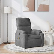 vidaXL Poltrona de massagens reclinável tecido microfibra cinza-escuro
