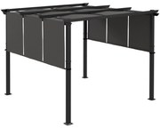 Pérgola de Jardim 3x3 m Pérgola para Exterior com Teto Retrátil Estrut