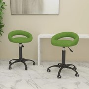 Cadeiras de jantar giratórias 2 pcs veludo verde-claro