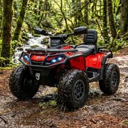 Moto 4 elétrica para crianças 3 a 7 anos* 24V Can Am Outlander 4×4 200W rodas Espuma EVA, assento couro Carga até 50Kg Vermelha