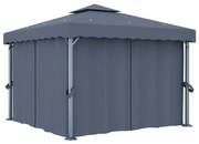 vidaXL Gazebo com cortina 3x3 m alumínio antracite