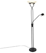 Candeeiro de pé preto com luz de leitura incl. LED e dimmer Dim to Warm - Empoli Moderno