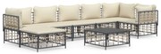 8 pcs conjunto lounge de jardim c/ almofadões vime PE antracite